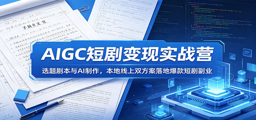 AIGC短剧变现实战营：选题剧本与AI制作，本地线上双方案落地爆款短剧副业-白蛇网
