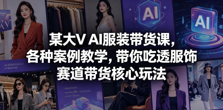 某大V AI服装带货课，各种案例教学，带你吃透服饰赛道带货核心玩法-白蛇网