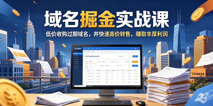 域名交易掘金实战课，低价收购过期域名，并快速高价转售，賺取丰厚利润【原创双语字幕】-白蛇网