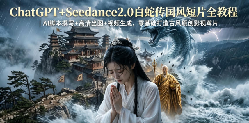 ChatGPT+Seedance2.0白蛇传国风短片全教程｜AI脚本撰写+高清出图+视频生成，零基础打造古风原创影视短片-白蛇网