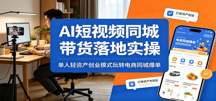 AI短视频同城带货落地实操：单人轻资产创业模式玩转电商同城爆单-白蛇网