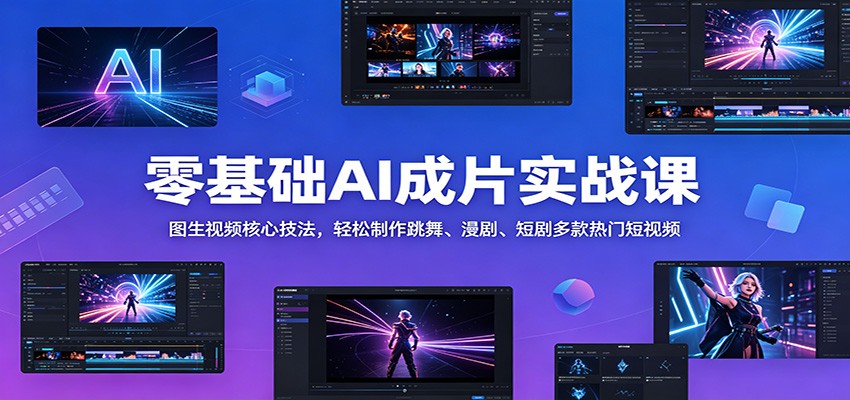 零基础AI成片实战课：图生视频核心技法，轻松制作跳舞、漫剧、短剧多款热门短视频-白蛇网