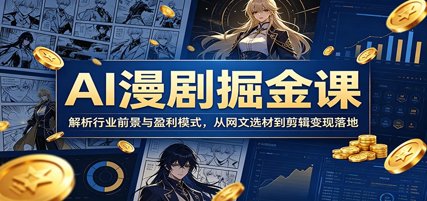 AI漫剧掘金课：解析行业前景与盈利模式，从网文选材到剪辑变现落地-白蛇网