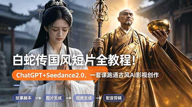 白蛇传-国风短片全教程！ChatGPT+Seedance2.0，一套课跑通古风AI影视创作-白蛇网