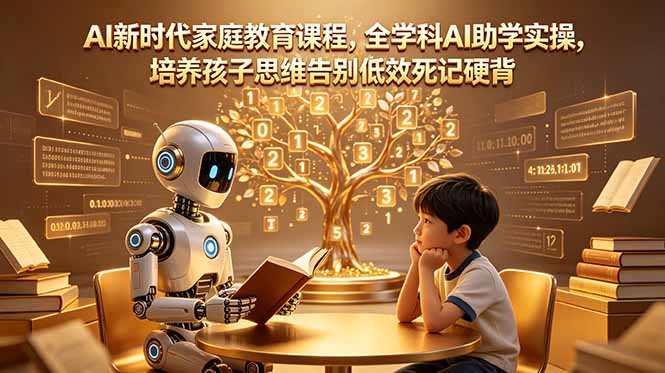 AI新时代家庭教育课程，全学科AI助学实操，培养孩子思维告别低效死记硬背-白蛇网