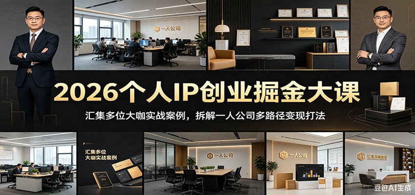2026个人IP创业掘金大课：汇集多位大咖实战案例，拆解一人公司多路径变现打法-白蛇网