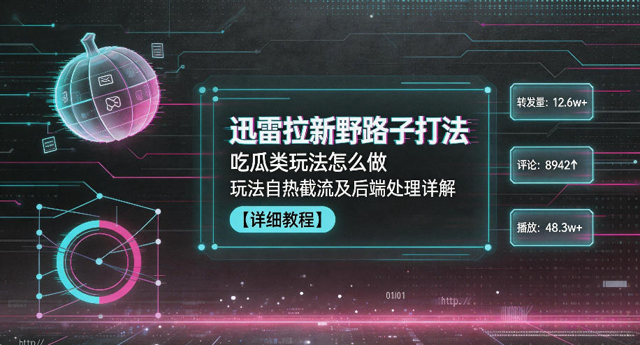迅雷拉新野路子打法，吃瓜类玩法怎么做，玩法自热截流及后端处理详解-白蛇网