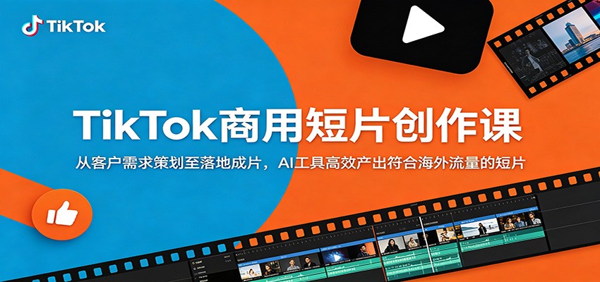 TikTok商用短片创作课：从客户需求策划至落地成片，AI工具高效产出符合海外流量的短片-白蛇网