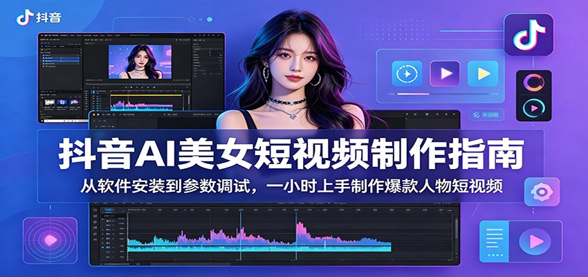 抖音AI美女短视频制作指南：从软件安装到参数调试，一小时上手制作爆款人物短视频-白蛇网