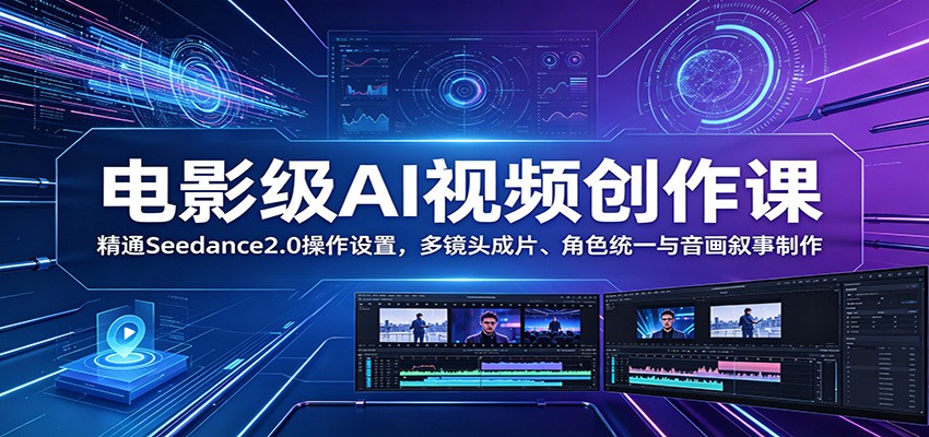 电影级AI视频创作课：精通Seedance2.0操作设置，多镜头成片、角色统一与音画叙事制作-白蛇网