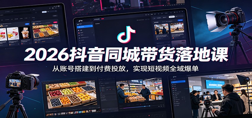 2026抖音同城带货落地课：从账号搭建到付费投放，实现短视频全域爆单-白蛇网