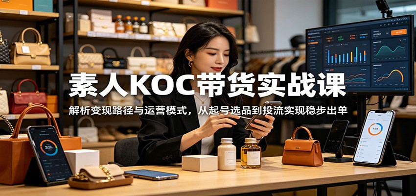 素人KOC带货实战课：解析变现路径与运营模式，从起号选品到投流实现稳步出单-白蛇网