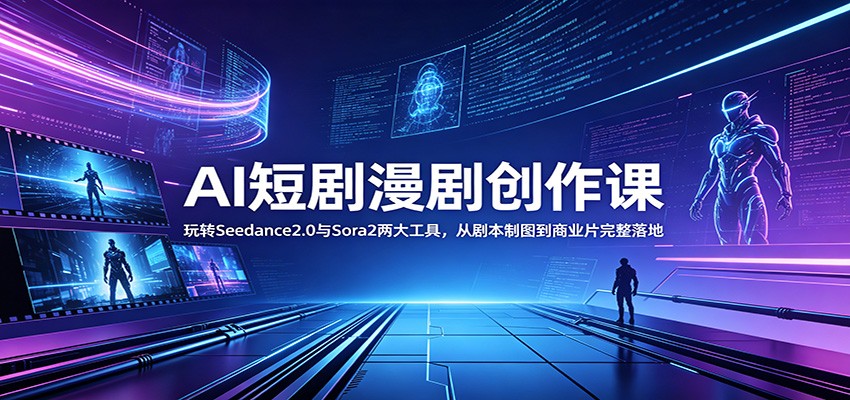 AI短剧漫剧创作课：玩转Seedance2.0与 Sora2两大工具，从剧本制图到商业片完整落地-白蛇网