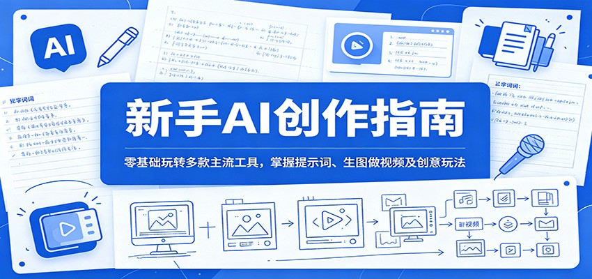 新手AI创作指南：零基础玩转多款主流工具，掌握提示词、生图做视频及创意玩法-白蛇网