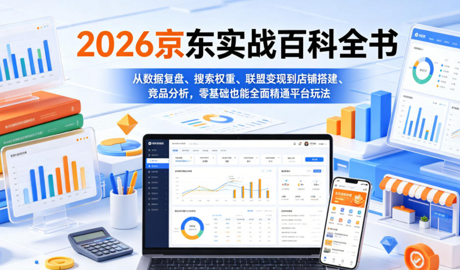 7e87303eb6ef9d89bb48342d344f8d6c.jpeg 2026京东实战百科全书,从数据复盘、搜索权重、联盟变现到店铺搭建、竞品分析,零基础也能全面精通平台玩法