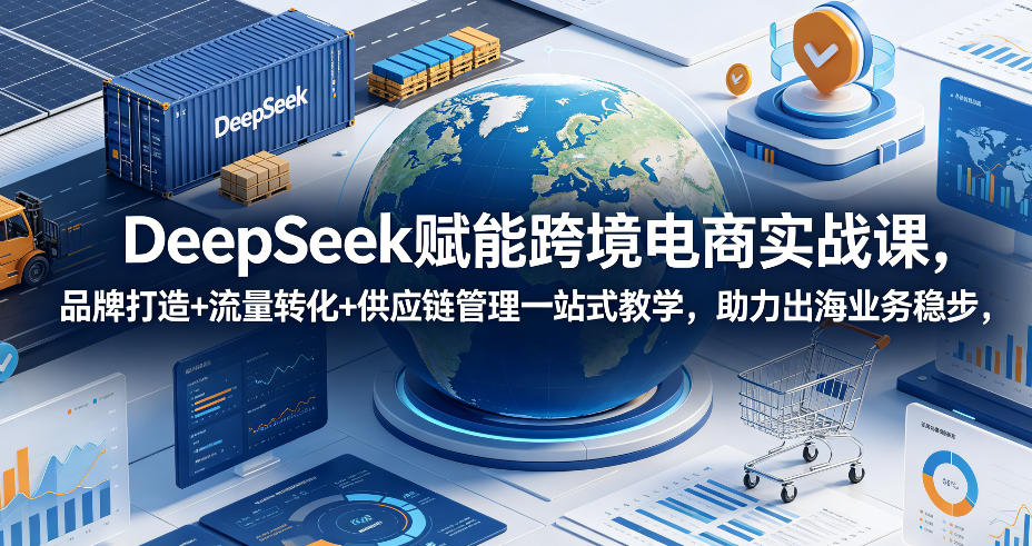 DeepSeek赋能跨境电商实战课，品牌打造+流量转化+供应链管理一站式教学，助力出海业务稳步发展网赚项目-副业赚钱-互联网创业-资源整合青创网