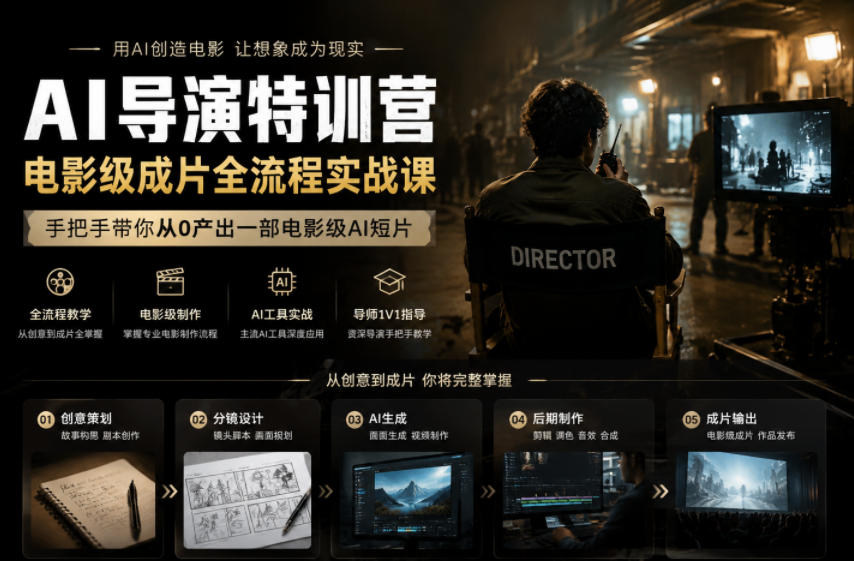 AI导演特训营,电影级成片全流程实战课,手把手带你从0产出一部电影级AI短片-白蛇网