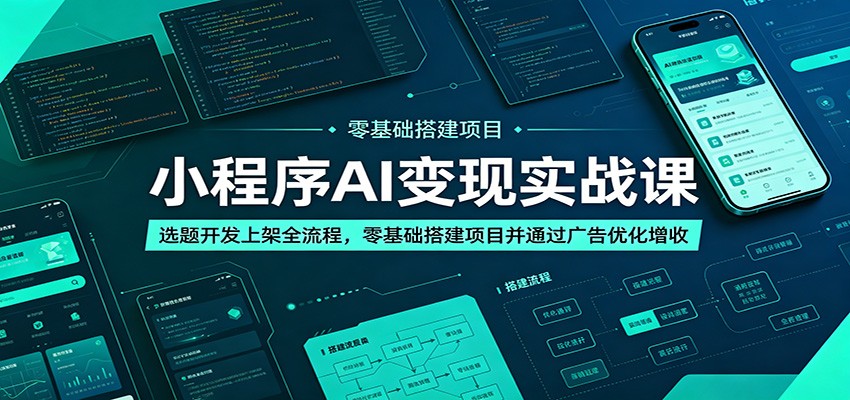 小程序AI变现实战课：选题开发上架全流程，零基础搭建项目并通过广告优化增收网赚项目-副业赚钱-互联网创业-资源整合青创网
