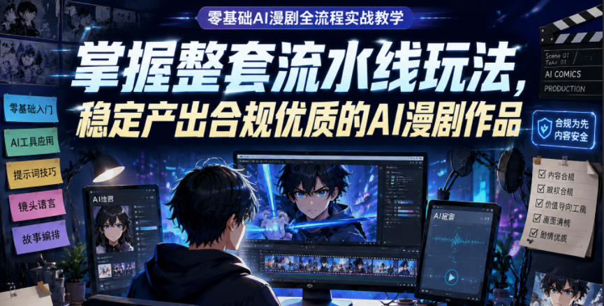 零基础AI漫剧全流程实战教学，掌握整套流水线玩法，稳定产出合规优质的AI漫剧作品-白蛇网
