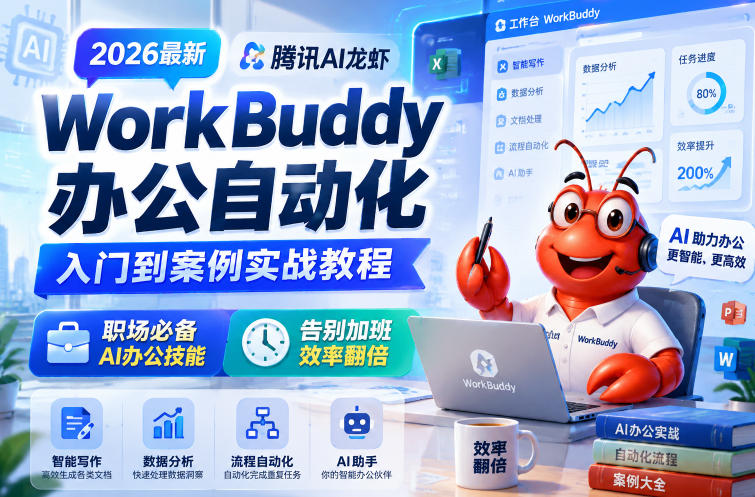 2026最新腾讯AI龙虾WorkBuddy办公自动化入门到案例实战教程,职场必备AI办公技能,告别加班,效率翻倍网赚项目-副业赚钱-互联网创业-资源整合青创网