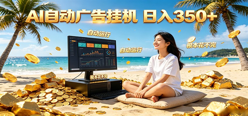 AI自动广告挂机 日入350+ 真正做到躺赚式变现，根本花不完！网赚项目-副业赚钱-互联网创业-资源整合青创网