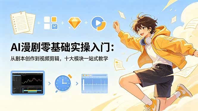 AI漫剧零基础实操入门:从剧本创作到视频剪辑,十大模块一站式教学网赚项目-副业赚钱-互联网创业-资源整合青创网
