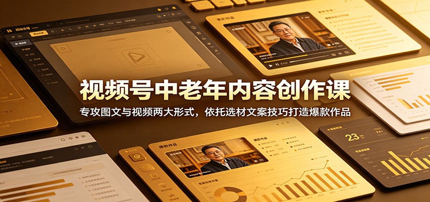 视频号中老年内容创作课:专攻图文与视频两大形式,依托选材文案技巧打造爆款作品网赚项目-副业赚钱-互联网创业-资源整合青创网