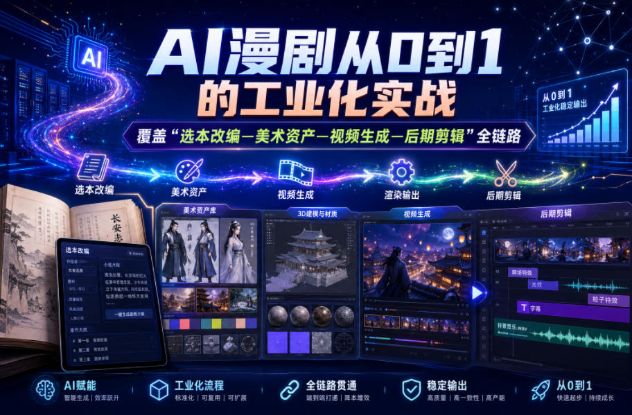AI漫剧从0到1的工业化实战，覆盖“选本改编—美术资产—视频生成—后期剪辑”全链路(更新6月)-白蛇网