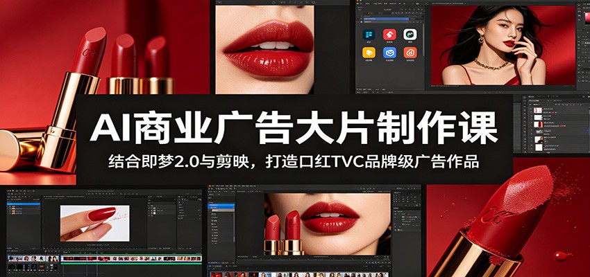 AI商业广告大片制作课:结合即梦2.0与剪映,打造口红TVC品牌级广告作品网赚项目-副业赚钱-互联网创业-资源整合青创网