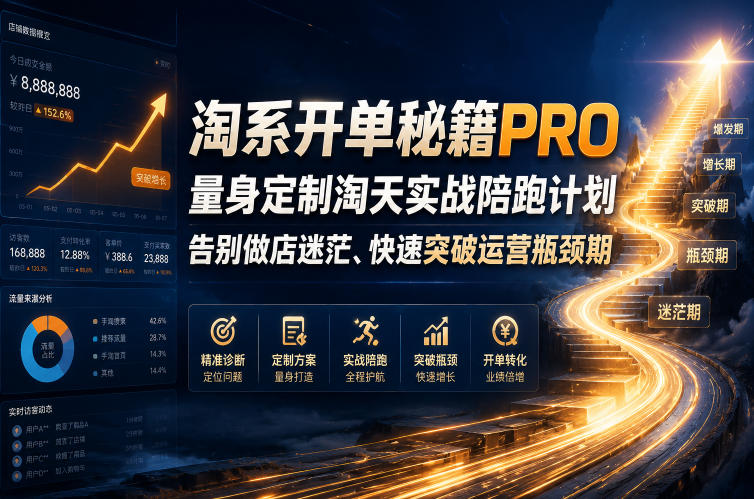 淘系开单秘籍PRO,量身定制淘天实战陪跑计划,告别做店迷茫、快速突破运营瓶颈期(2026年6月11)网赚项目-副业赚钱-互联网创业-资源整合青创网
