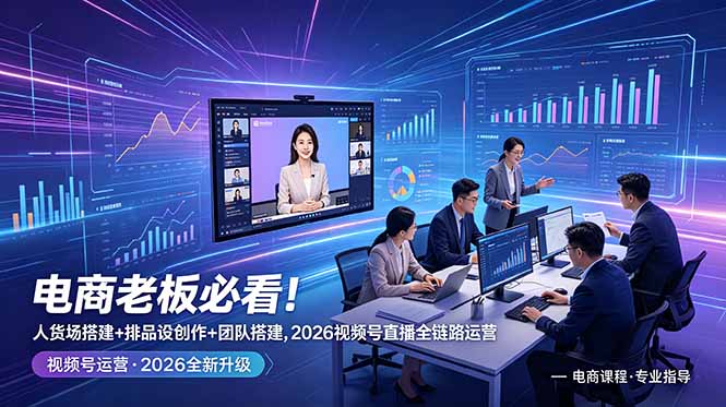 电商老板必看!人货场搭建+排品设计+素材创作+团队搭建,2026视频号直播全链路运营网赚项目-副业赚钱-互联网创业-资源整合青创网
