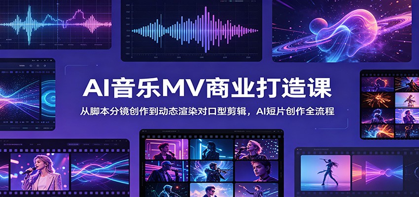 AI音乐MV商业打造课：从脚本分镜创作到动态渲染对口型剪辑，AI短片创作全流程网赚项目-副业赚钱-互联网创业-资源整合青创网