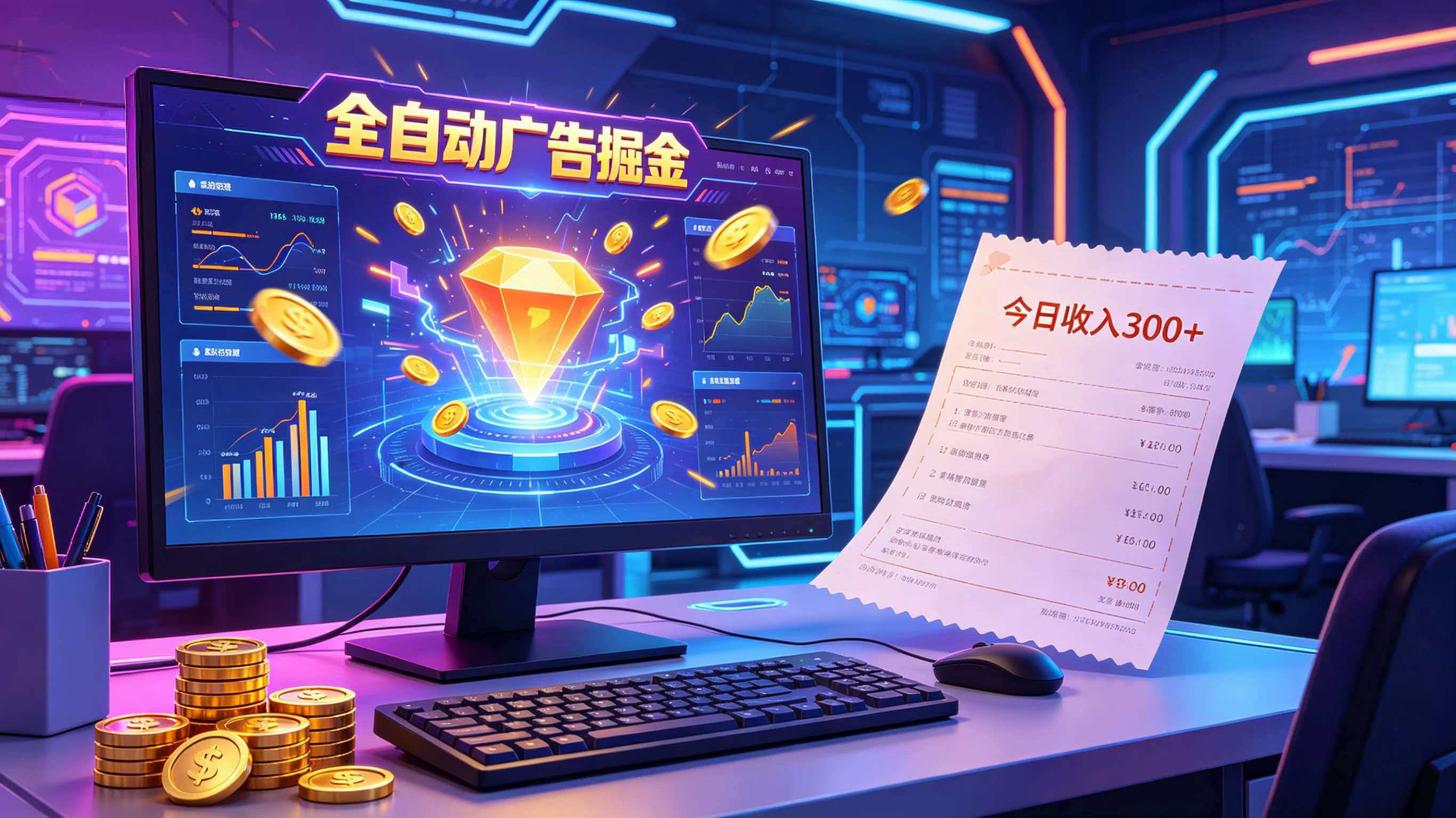 全自动广告掘金,日入300+。全程Ai自动化运行,解放双手,时间自由。收益稳定-白蛇网
