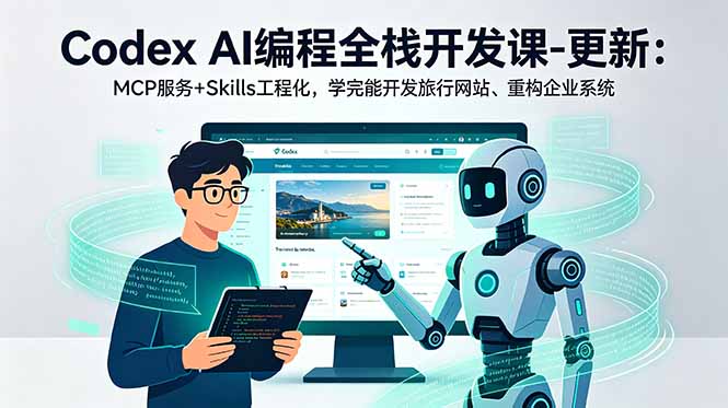 6e49e1f900d34c52926869c4e26a7cd3.jpeg Codex AI编程全栈开发课-更新:MCP服务+Skills工程化,学完能开发旅行网站、重构企业系统