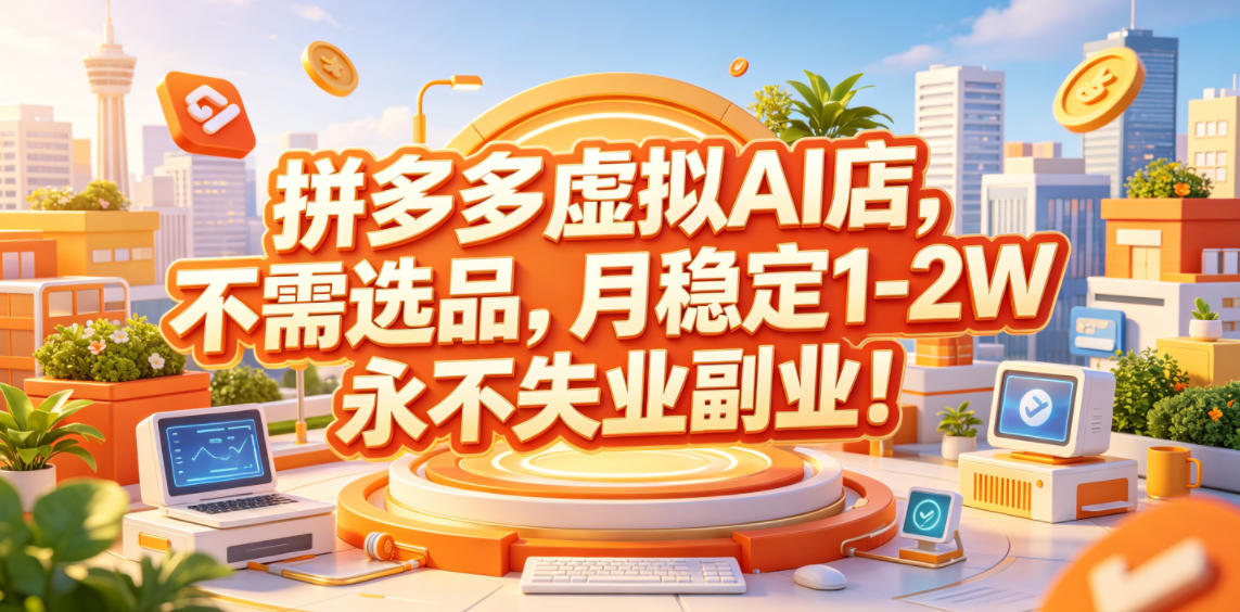 拼多多虚拟AI店,不需选品,月稳定1-2W,永不失业副业!【揭秘】-白蛇网