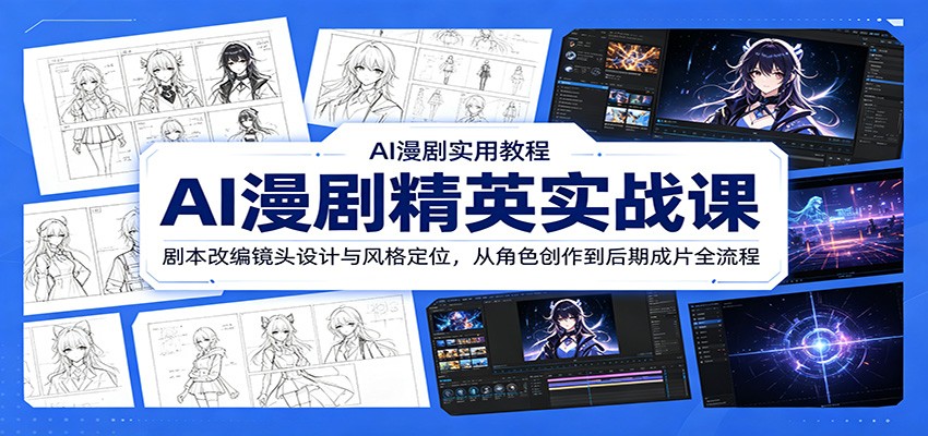 AI漫剧精英实战课：剧本改编镜头设计与风格定位，从角色创作到后期成片全流程-白蛇网