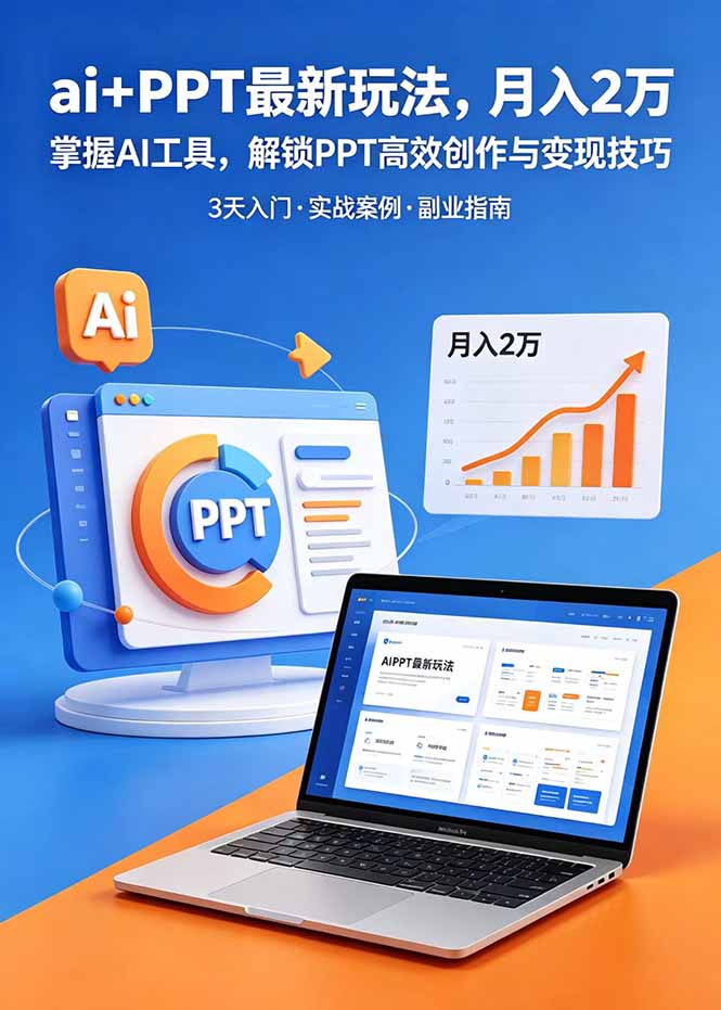 ai+PPT最新玩法，月入2万掌握AI工具，解锁PPT高效创作与变现技巧3天入门，实战案例·副业指南-白蛇网
