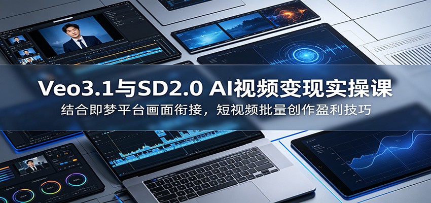 Veo3.1与SD2.0 AI视频变现实操课课：结合即梦平台画面衔接，短视频批量创作盈利技巧-白蛇网