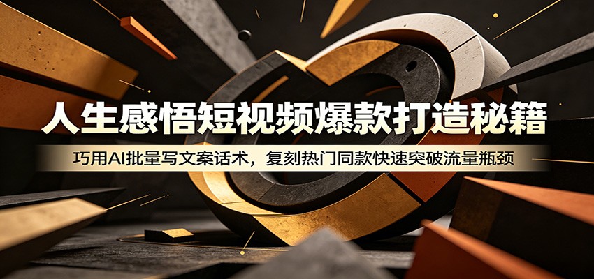 人生感悟短视频爆款打造秘籍：巧用A 批量写文案话术，复刻热门同款快速突破流量瓶颈网赚项目-副业赚钱-互联网创业-资源整合青创网