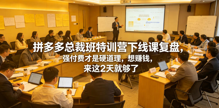 拼多多总裁班特训营下线课复盘,强付费才是硬道理,想賺钱,来这2天就够了-白蛇网