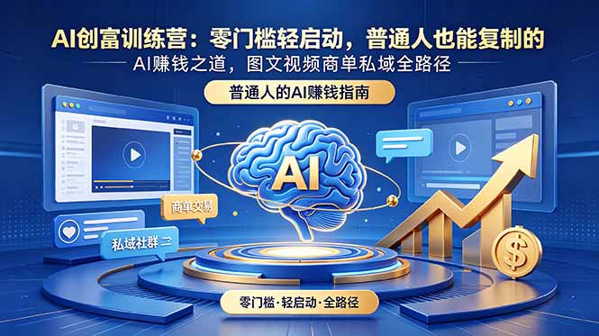 AI创富训练营:零门槛轻启动,普通人也能复制的AI赚钱之道,图文视频商单私域全路径-白蛇网
