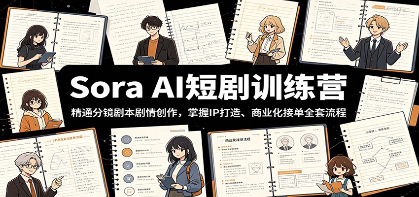 Sora AI短剧训练营：精通分镜剧本剧情创作，掌握IP打造、商业化接单全套流程网赚项目-副业赚钱-互联网创业-资源整合青创网