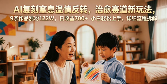 81c4aa074710883675d30152240704a2.jpeg AI复刻窒息温情反转,治愈赛道新玩法,9条作品涨粉122W,日收益700+ 小白轻松上手,详细流程拆解