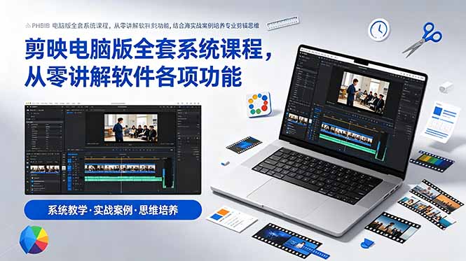 剪映电脑版全套系统课程,从零讲解软件各项功能,结合海量实战案例培养专业剪辑思维-白蛇网