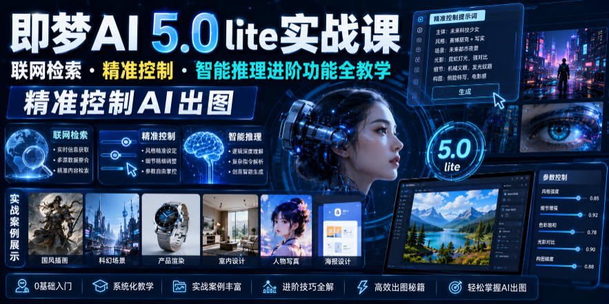 即梦AI 5.0 lite实战课,联网检索・精准控制・智能推理进阶功能全教学,精准控制AI出图-白蛇网
