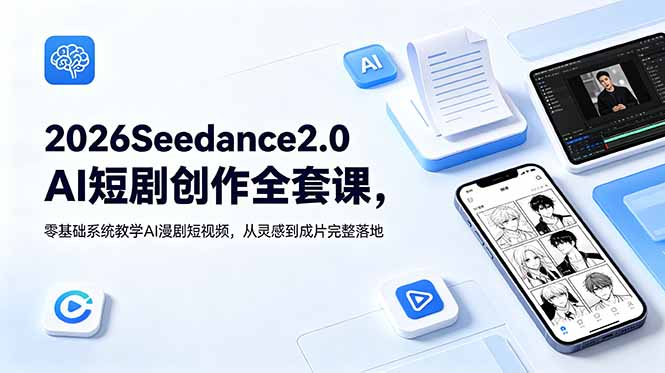 2026Seedance2.0AI短剧创作全套课，零基础系统教学AI漫剧短视频，从灵感到成片完整落地-白蛇网