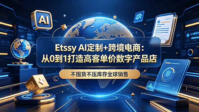 Etsy AI定制+跨境电商：从0到1打造高客单价数字产品店，不囤货不压库存全球销售-白蛇网
