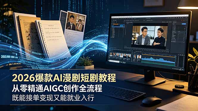 2026 爆款 AI 漫剧短剧教程 从零精通 AIGC 创作全流程 既能接单变现又能就业入行-白蛇网