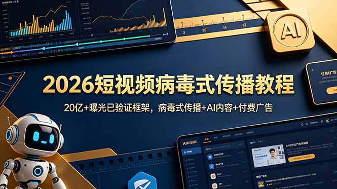 2026短视频病毒式传播教程：20亿+曝光已验证框架，病毒式传播+AI内容+付费广告-白蛇网