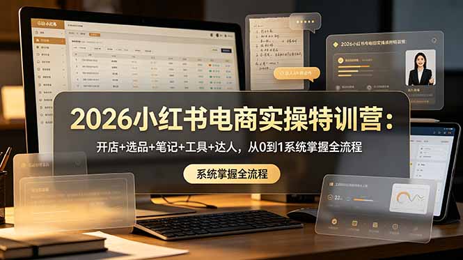 2026小红书电商实操特训营:开店+选品+笔记+工具+达人,从0到1系统掌握全流程-白蛇网